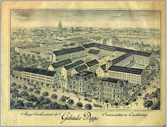Haupthof und Bank der Firma Gebrueder Dippe AG um 1900